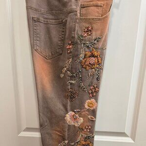 Christine Phillipe Embellished Floral Jeans